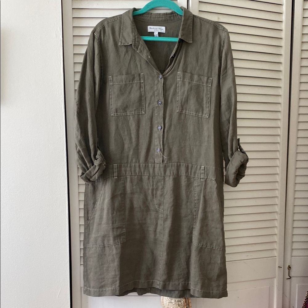Michael Stars Green Buttoned Mini Dress